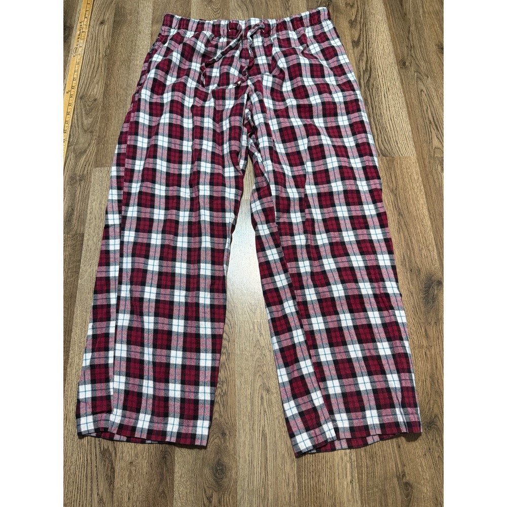 Old Navy Pajama Pants Men Large Red Plaid Sleepwear Lounge Cotton Excellent